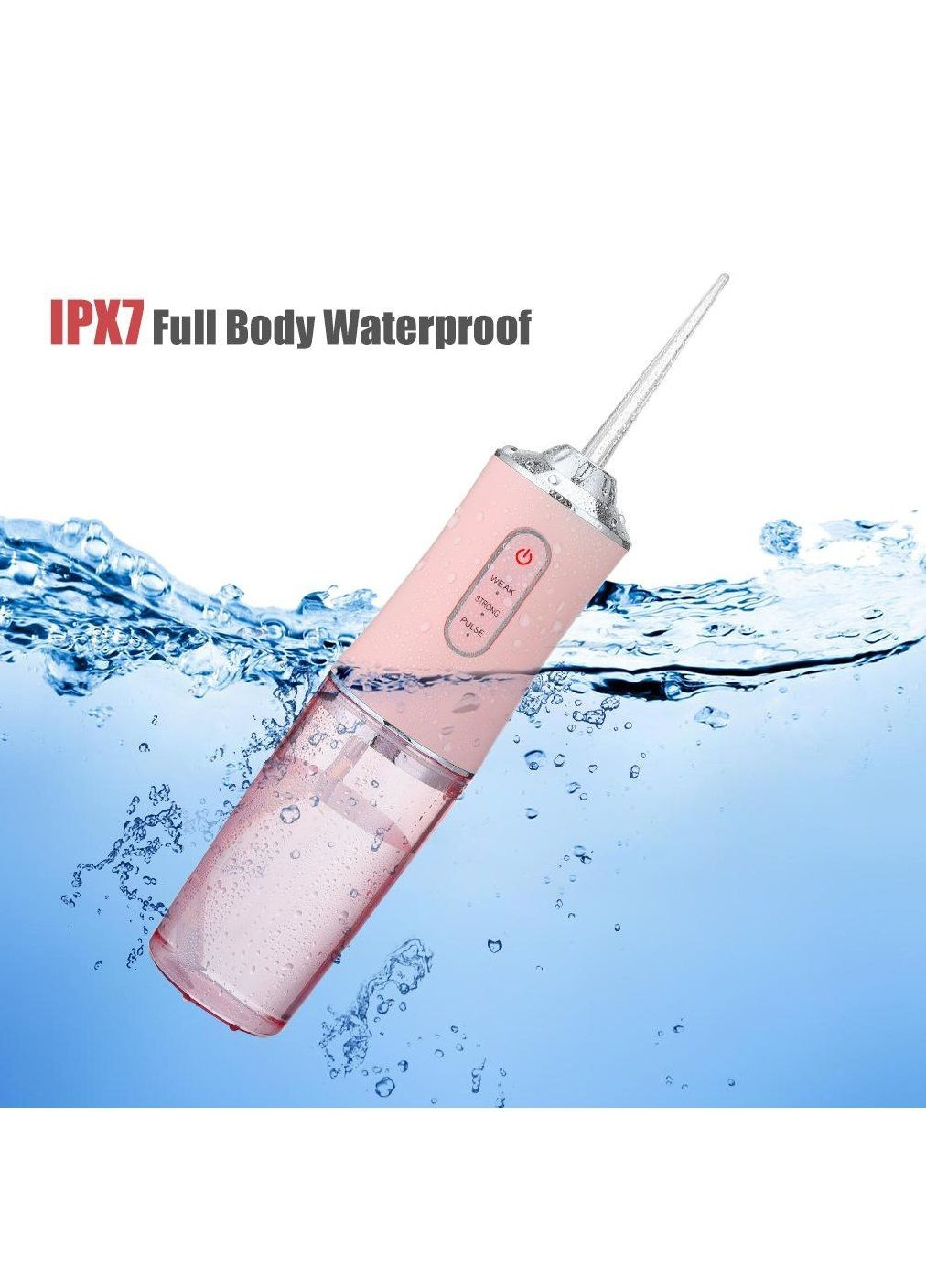 Іригатор з індикатором заряду для видалення зубного нальоту бактерій в порожнині рота 230 мл 1400mAh (480045-Prob) Рожевий Unbranded (328647228)