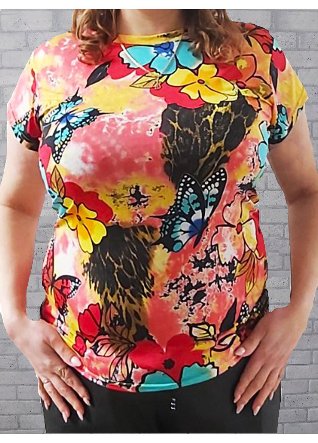 Белая женская футболка батал большой размер No Brand - (356515693)