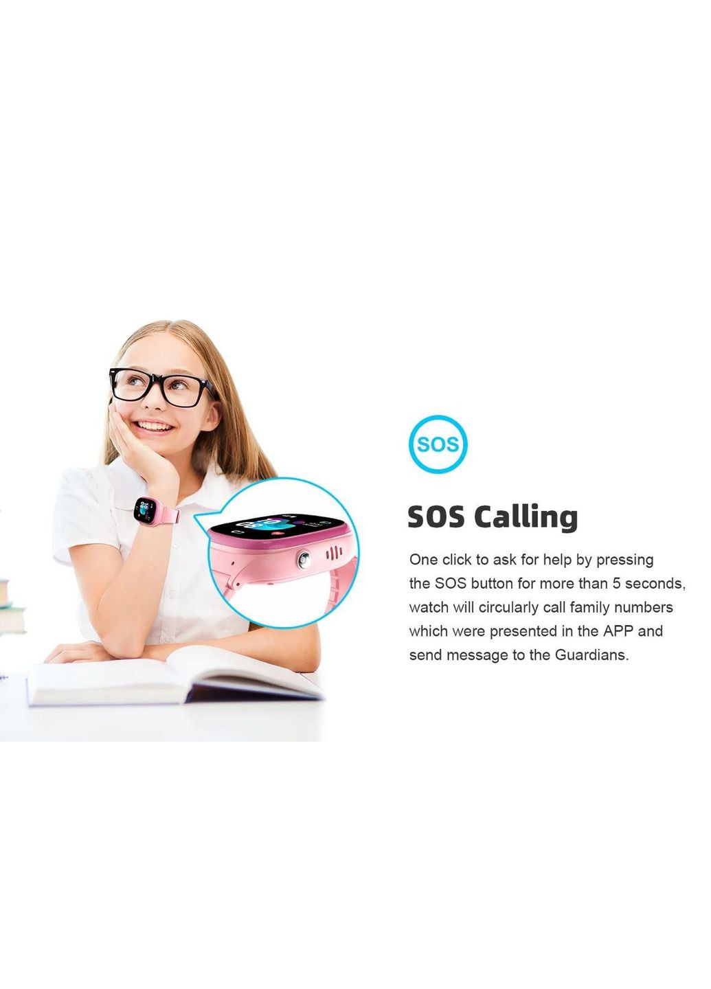 Дитячий розумний смарт годинник D05 з SIM картою 4G, GPS трекером, прослуховуванням і кнопкою SOS Lemfo (356112215)