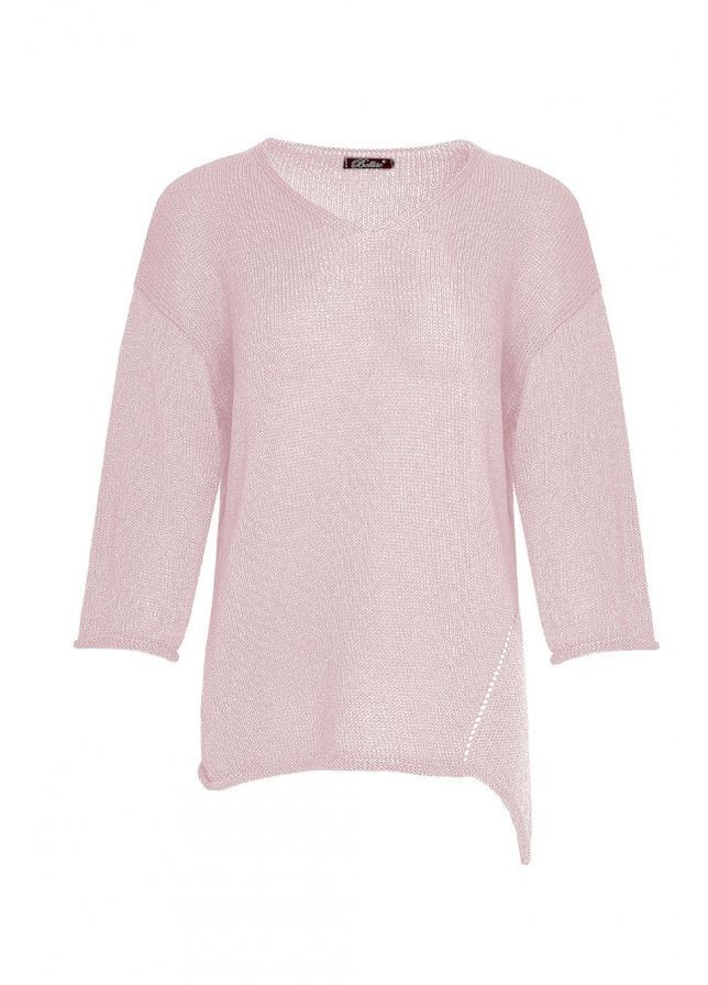 Розовый джемпер асимметричный 2728 бледно розовый Triko Bakh