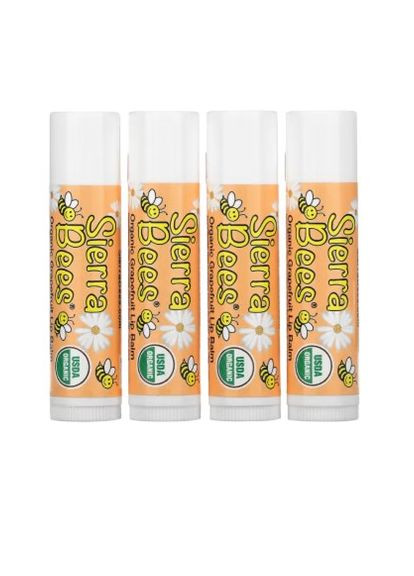 Набор бальзамов для губ органические 4 шт с ароматом грейпфрута Sierra Bees (293246944)