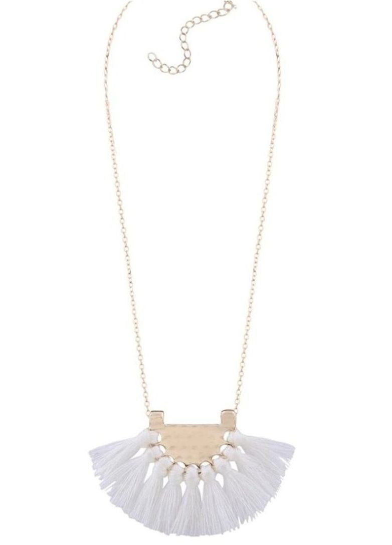 Кулон на ланцюжку з білою бахромою, 2760 No Brand (362050383)