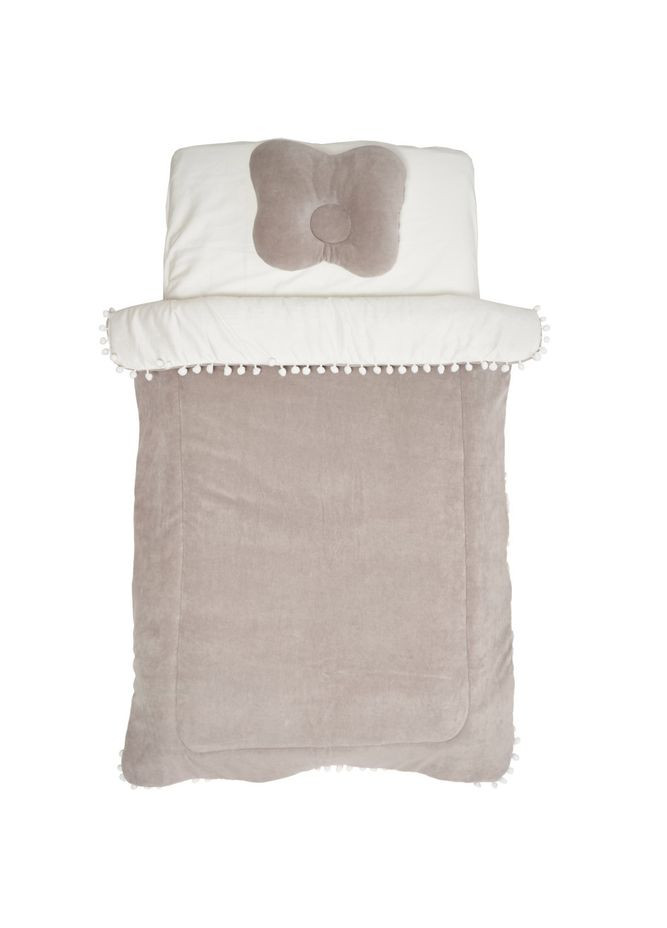 Постельный комплект, велюр/сатин, 120х60 см, 3 предмета, серый () Twins 4077-TW-10 (361019933)