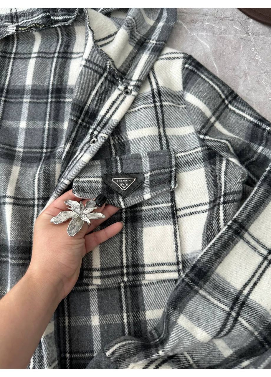 Жіноча подовжена сорочка в клітинку з кашеміру MonCher (365618241)