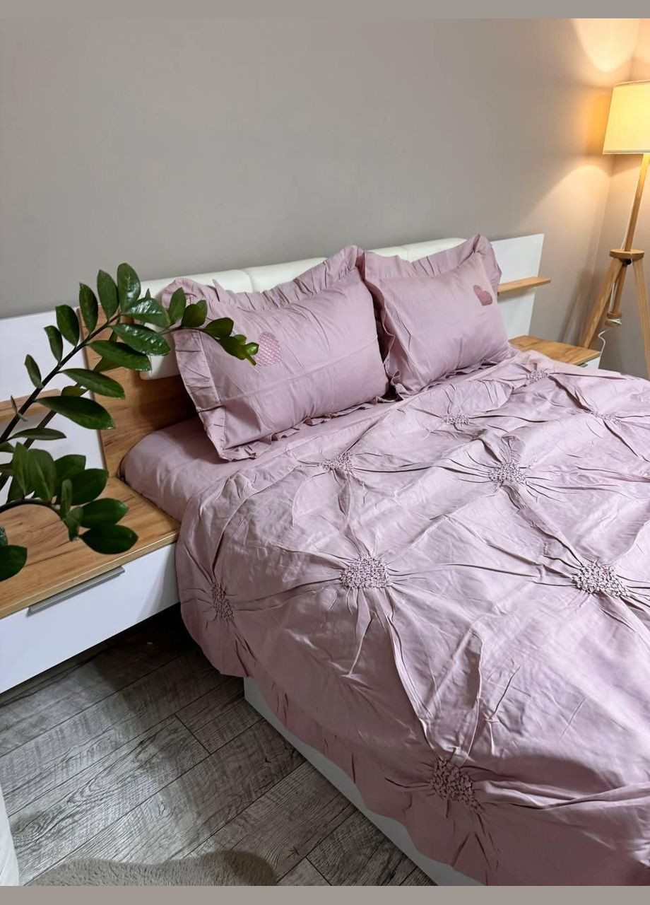 Постільна білизна Євро 200х220 наволочка 70х70 2шт Бузковий (П4К-satin-zhatka-ser-001-01) No Brand (348095313)