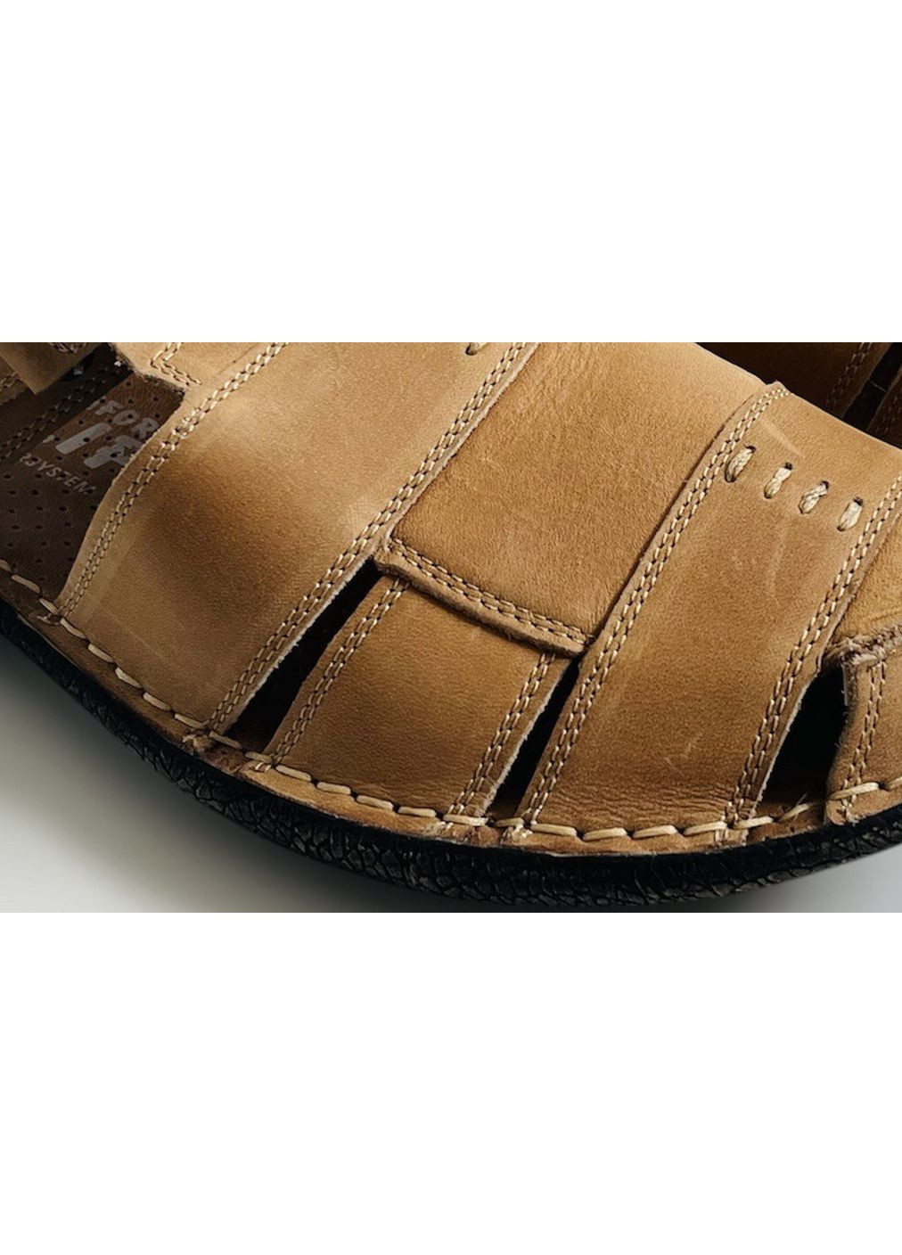 мужские кожанные сандалии (28 см) бежевые (1319) Calif