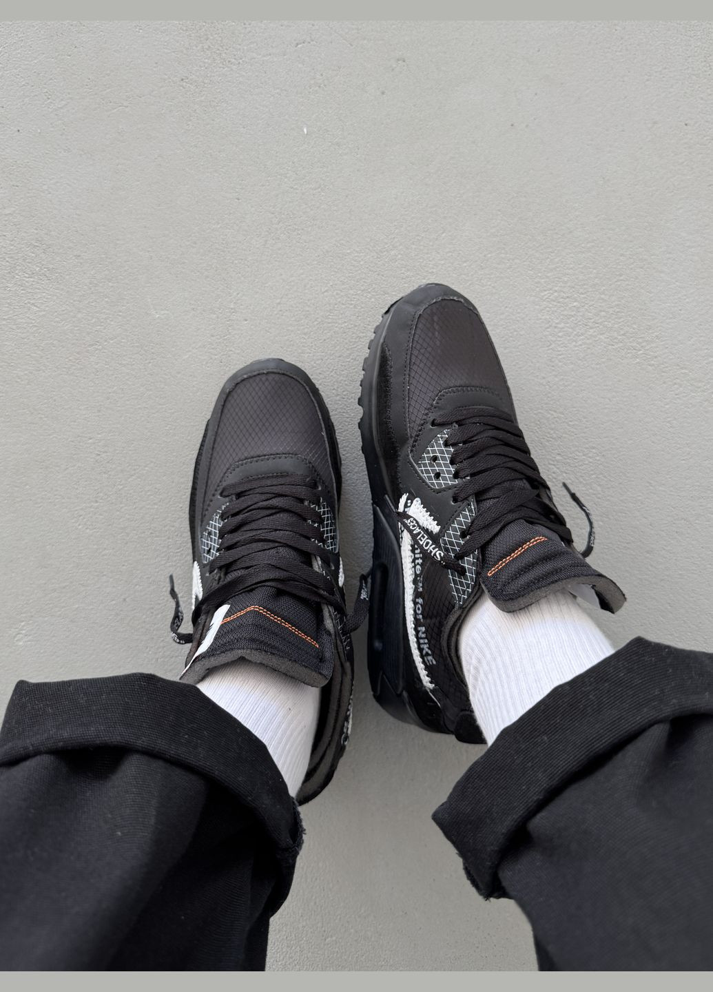 Чорні Осінні кросівки чоловічі і жіночі nike air max 90 x off-white black | найк аір макс 90 чорні No Brand