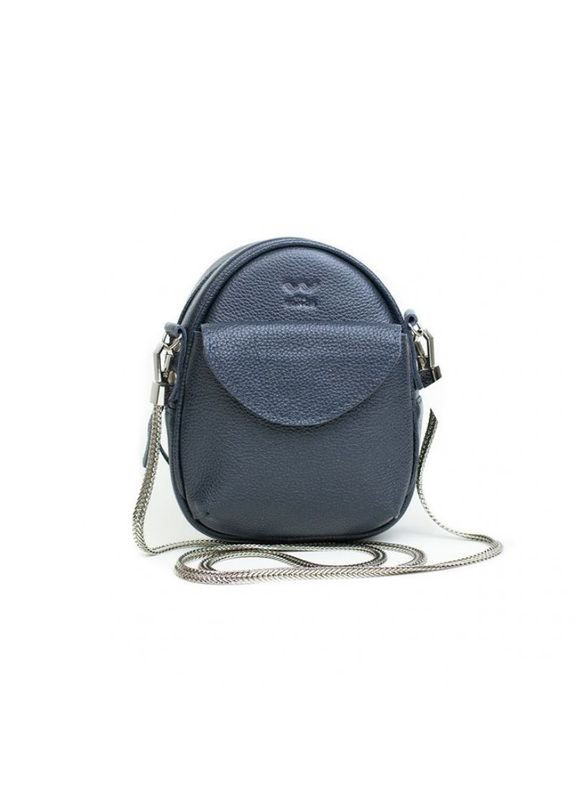 Шкіряна жіноча міні сумка через плече Kroha темно-синя флотар The Wings (302008260)