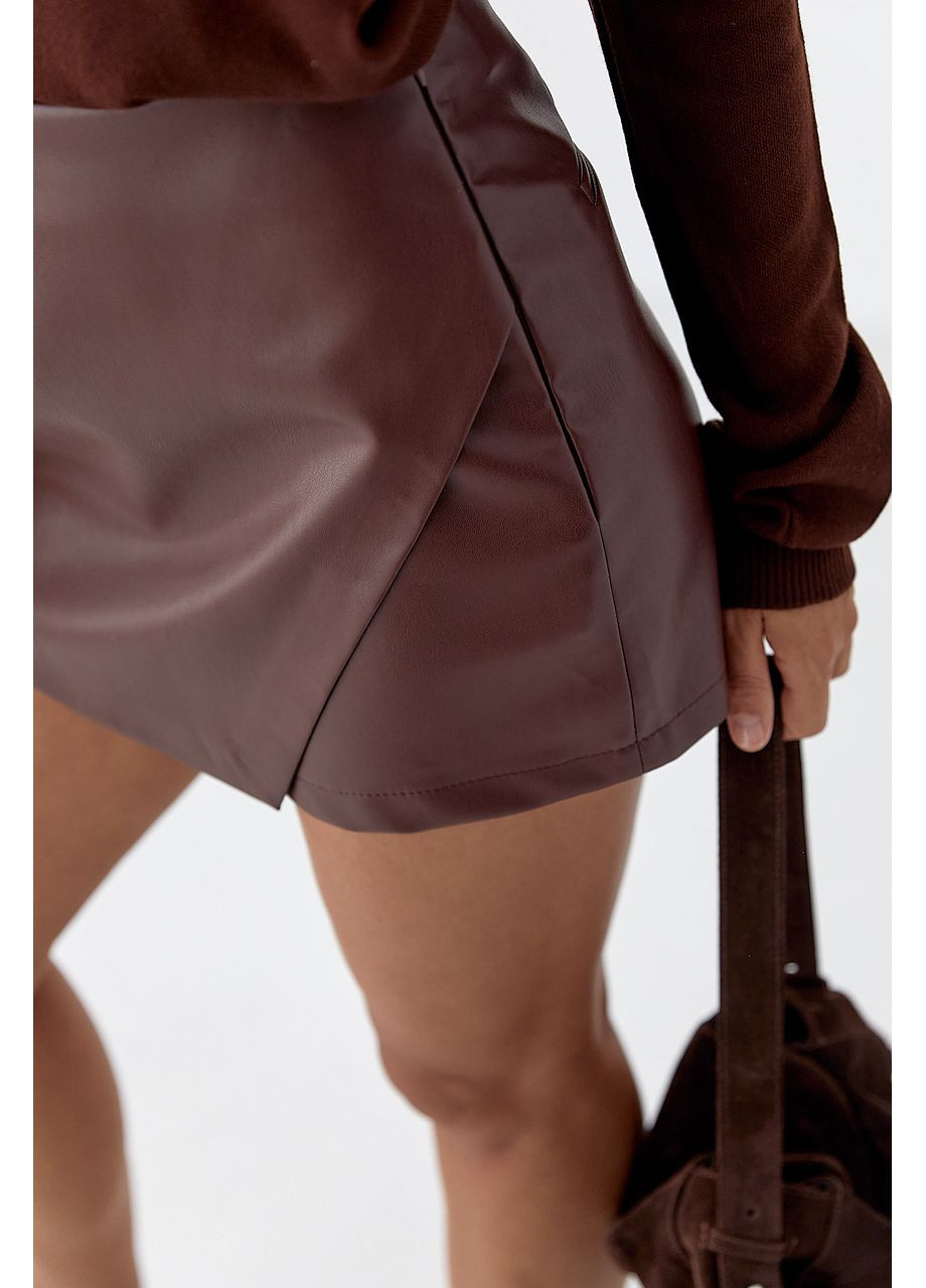 Спідниця-шорти із еко-шкіри - чорний колір Lurex (361056714)