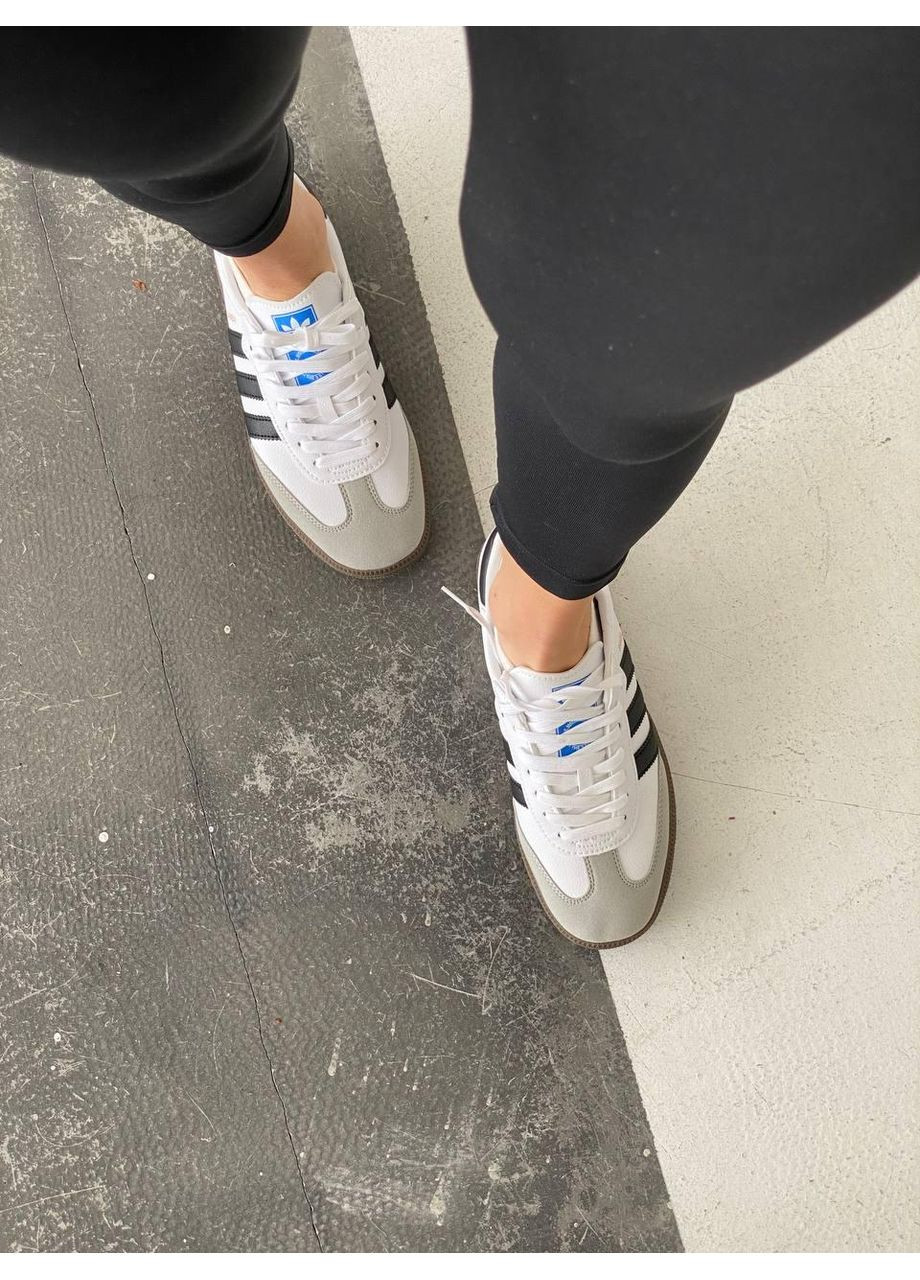 Чорні Осінні кросівки чоловічі adidas samba vegan low white black адідас самба No Brand