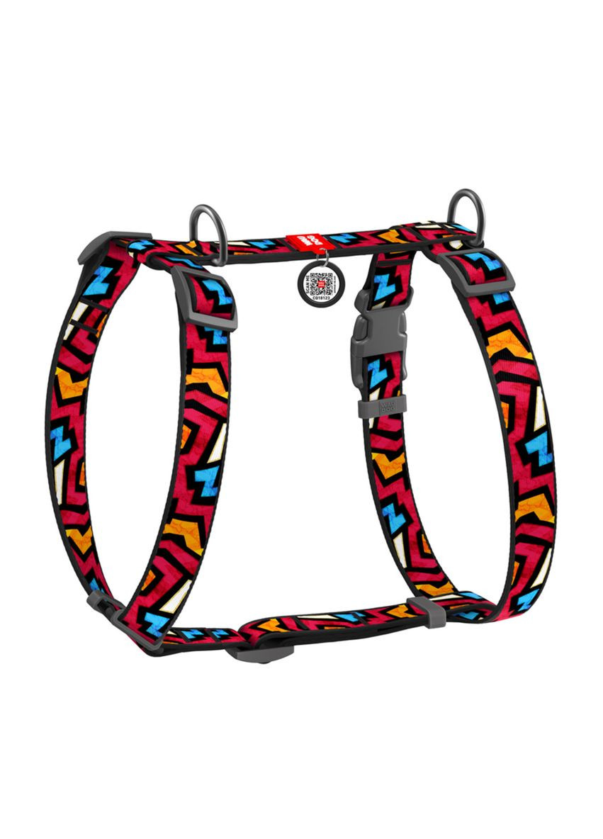 Шлея для собак анатомічна H-подібна Nylon з QR-паспортом, L, Ш 25 мм, А 50-90, В 60-100 WAUDOG (322641624)