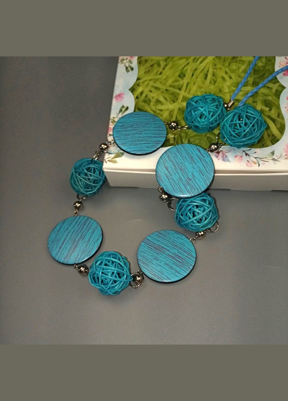 Намисто ручної роботи в стилі бохо. Блакитне жіноче намисто+подарунок No Brand (342384776)