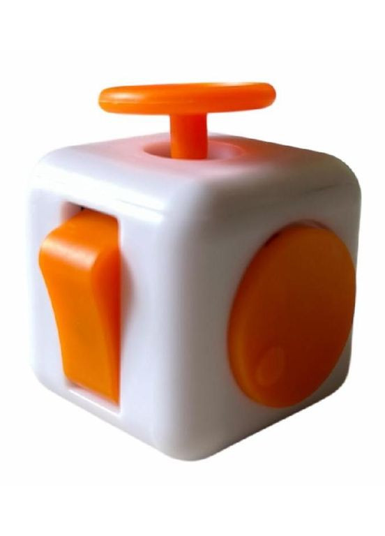 Фіджет куб Fidget Cube — антистрес іграшка з кнопками для зняття напруги та фокусування біло-помаранчевий No Brand (366889980)