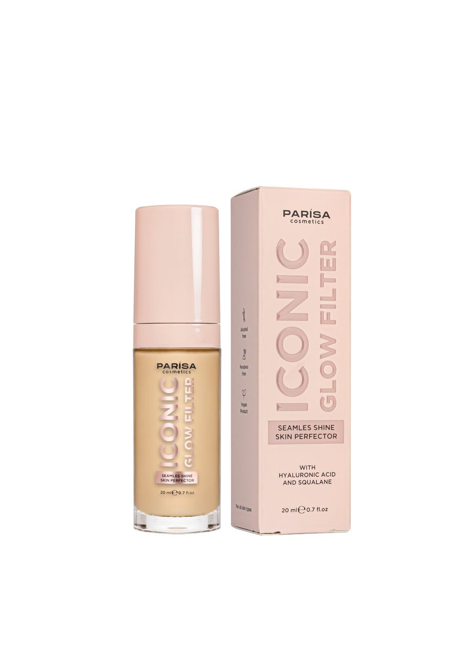 Тональна основа з ефектом сяйва 20 мл, 601 Porcelain glow Порцелянова Parisa Cosmetics (354232207)