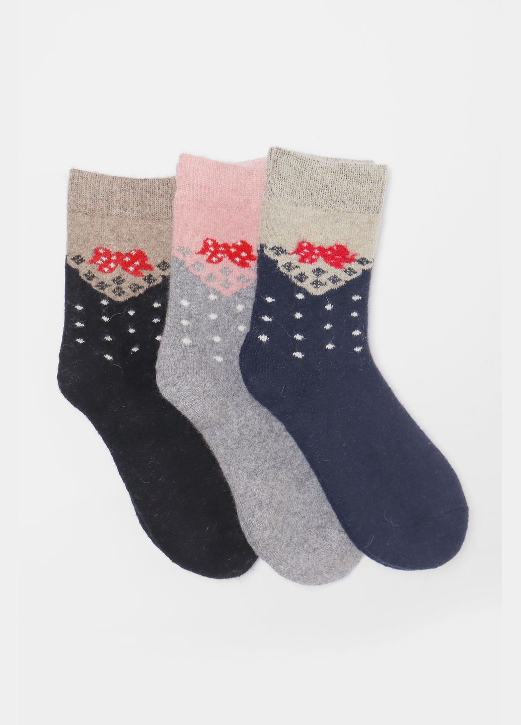 Комбинированные набор носков женских махровых из ангоры 3 штуки Let's Shop однотонные (305296597)