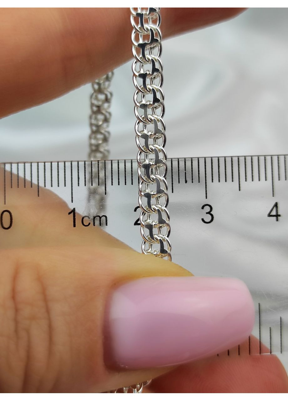 Серебряная цепочка Бисмарк расширенный мужская/женская 50 см No Brand (366882909)