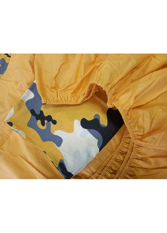 Постельное белье Камуфляж желтый Ранфорс Двуспальное на резинке MERISET (278255301)