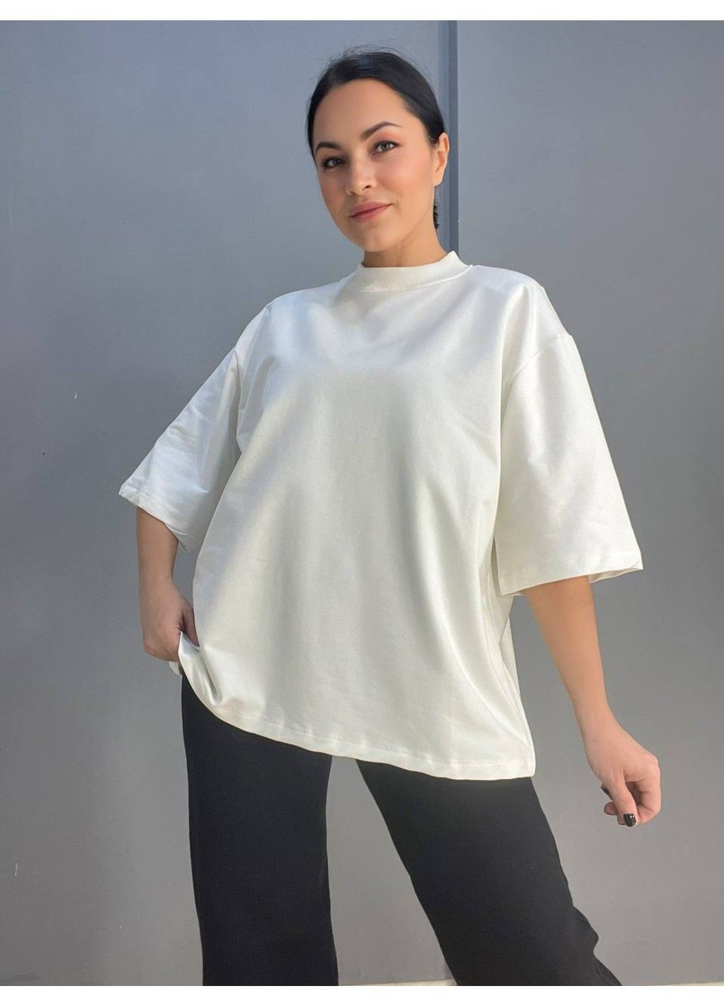 Футболка женская KEYYMOD 23688 оверсайз свободный крой с подплечниками one size No Brand - (315589177)