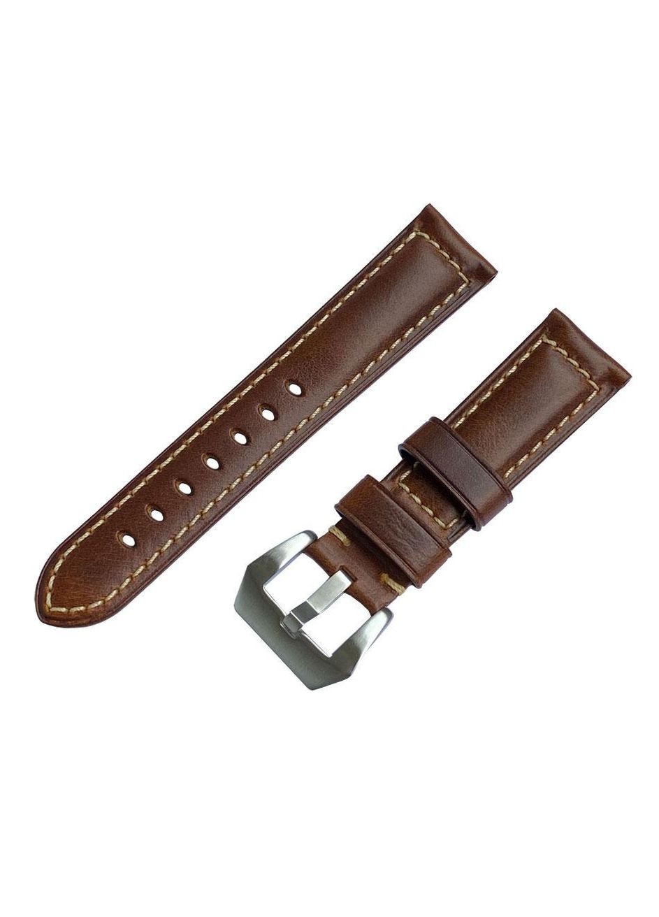 Кожаный ремешок F001 Steel buckle для часов Samsung Galaxy Watch 42 mm (SM-R810) - Brown Primolux (333719884)
