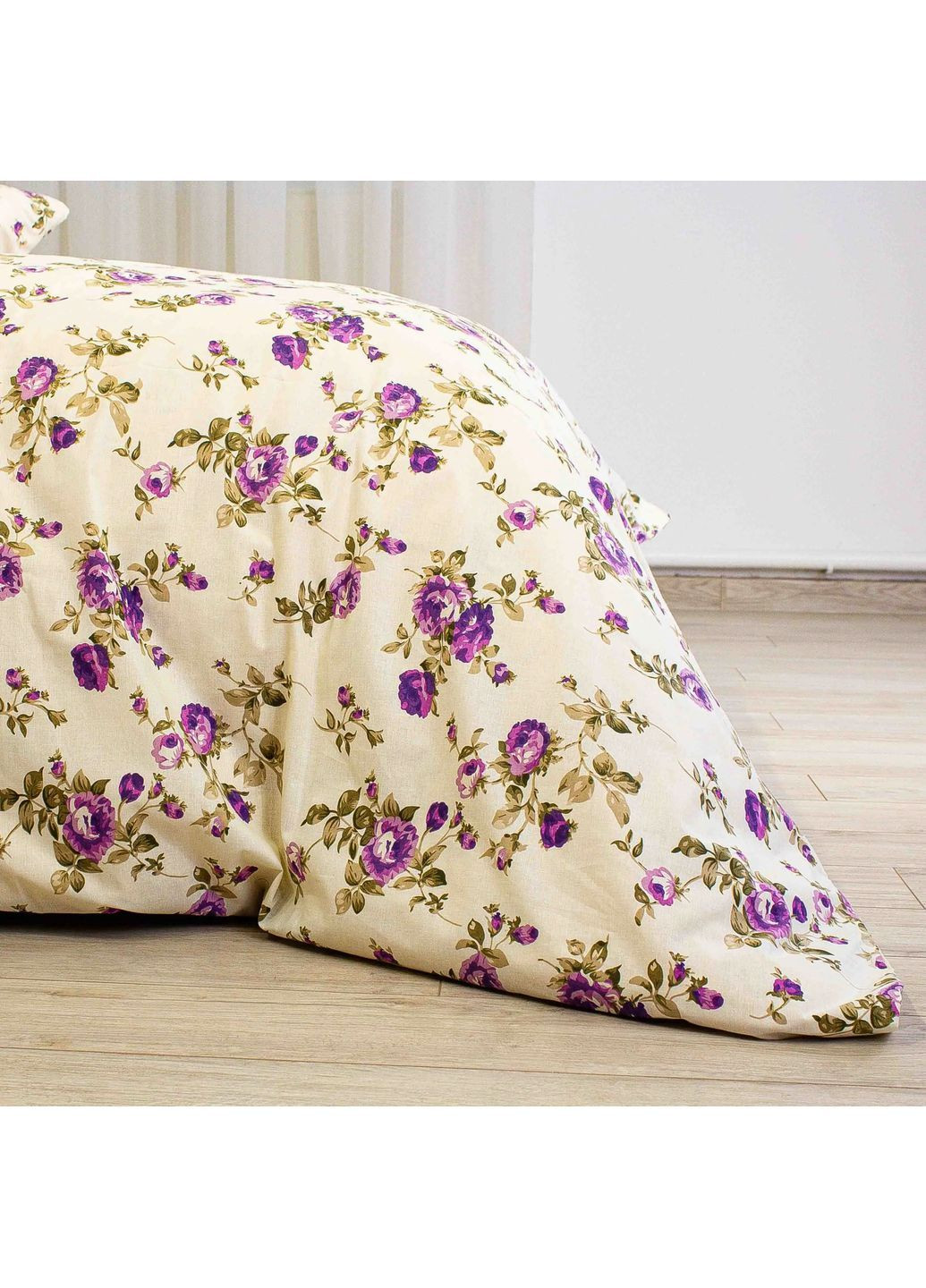 Євро комплект постільної білизни Ранфорс з наволочками 50*70 см, 115 гр/м2 Gorgeous Flowers Бежевий (18090200215) ТЕП (366091886)