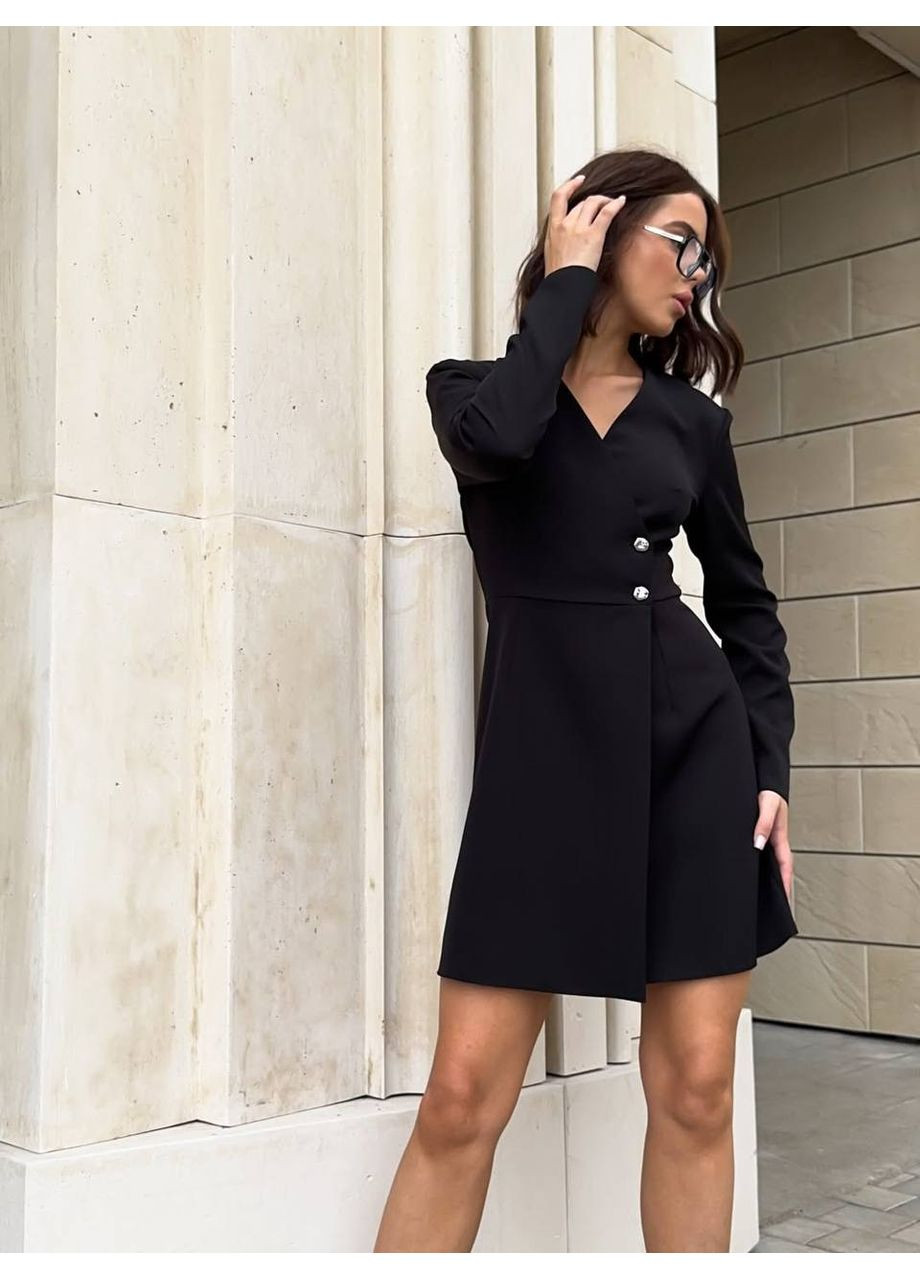 Черное деловое, кэжуал платье пиджак платье-жакет No Brand однотонное