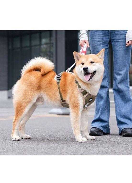 Шлея для собак Hiking, регульована нейлонова шлейка, Хакі L (54-71 см) Duomm (299915476)