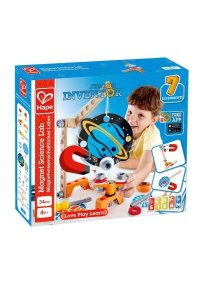 Конструктор Junior Inventor Магнитная лаборатория 34 деталей (E3033) Hape Junior Inventor Магнітна лабораторія 34 деталі (366698938)