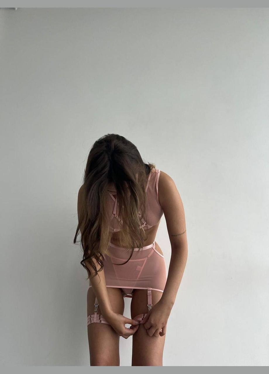 Рожевий демісезонний білизна do2311 топ+спідниця пудра Ghazel