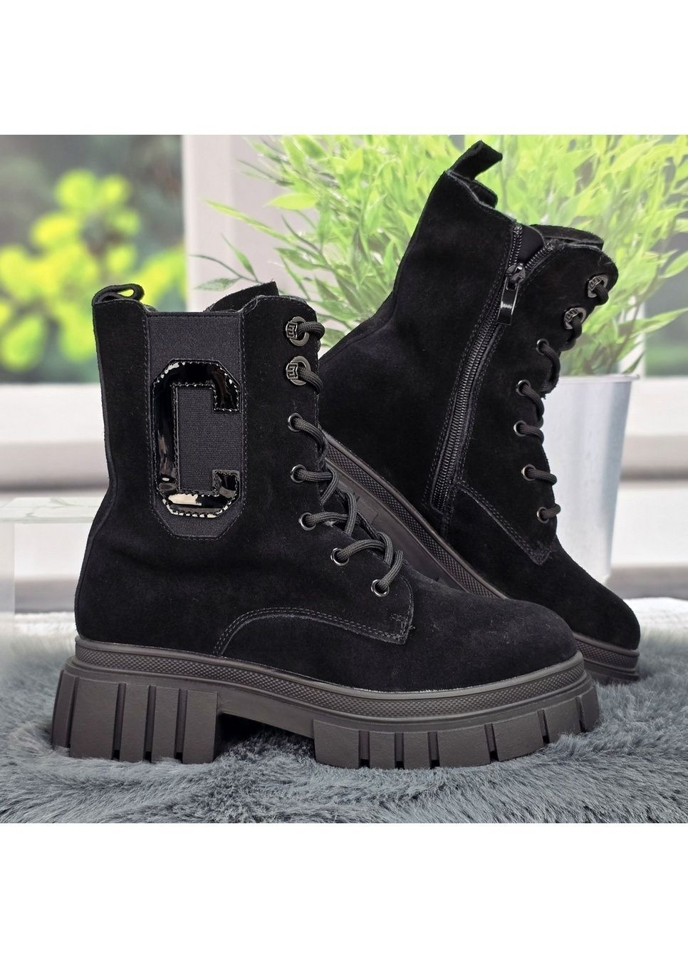 Черевики жіночі зимові чорні натуральна замша на хутрі Yimeili (369481289)