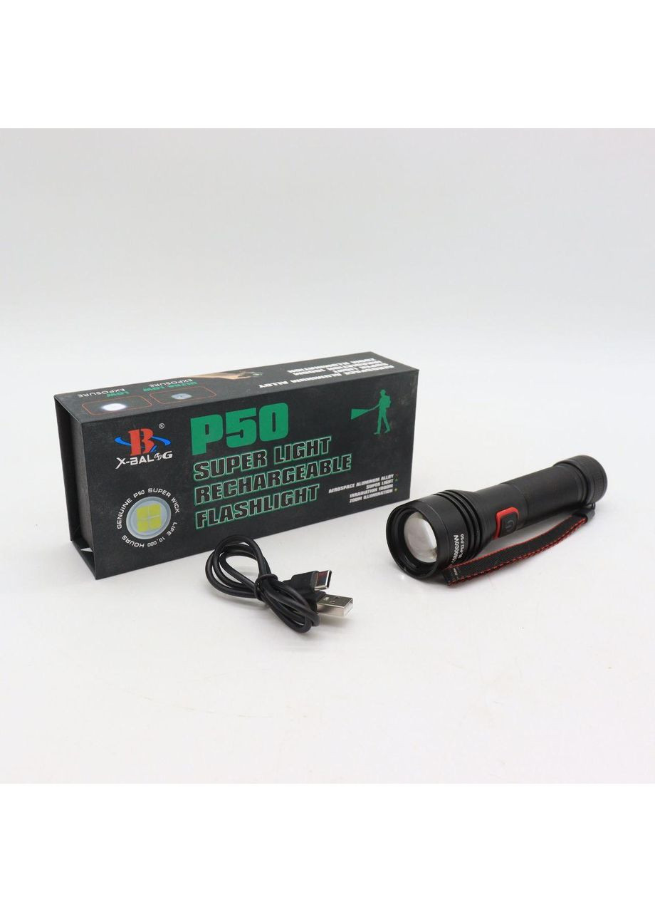 Ручний ліхтар акумуляторний 8800 мА·год BL-P02 P50, з USB/ Потужний ліхтарик із зумом X-Balog (371372302)