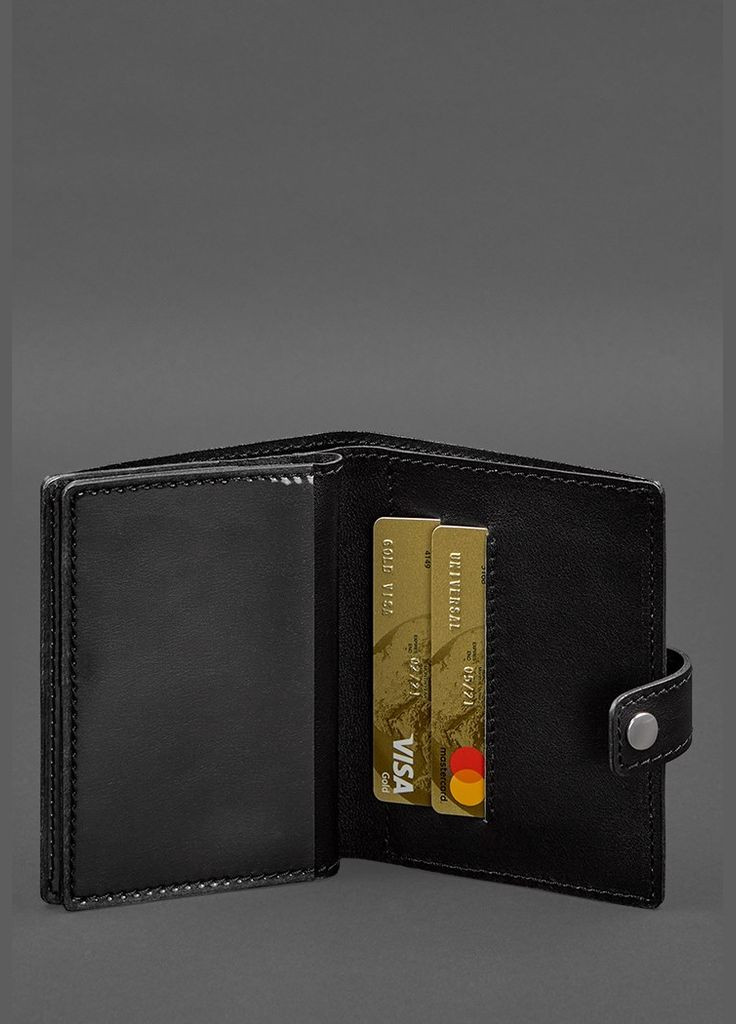 Кожаная обложка-портмоне для военного билета офицера запаса (узкий документ) Чёрная (A-028229) BlankNote (329186693)