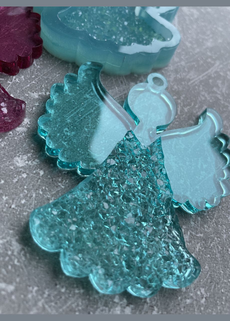 Молд Янгол у кристалічній сукні форма для новорічних іграшок на ялинку силіконова форма для епоксидної смоли No Brand (370566592)