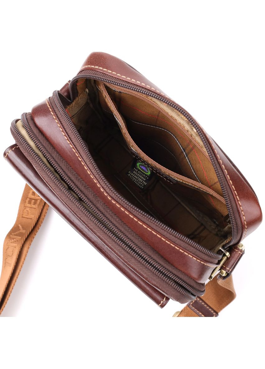 Мужская сумка с карманами из гладкой натуральной кожи 20856_1 (9148-17 moro) Коричневый Tony Perotti (362046805)