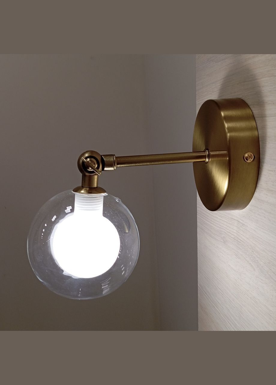 Сучасне бронзове бра з подвійною кулею 10см (61-W100F-1 BRZ+CLWH) No Brand (370072365)