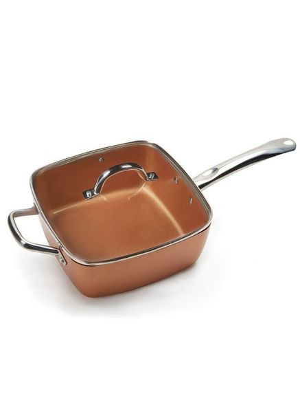 Сковорода-фритюрниця UN-5251 квадратна антипригарна з пароваркою та каструлею + скляна кришка 24 см Unique (364663687)