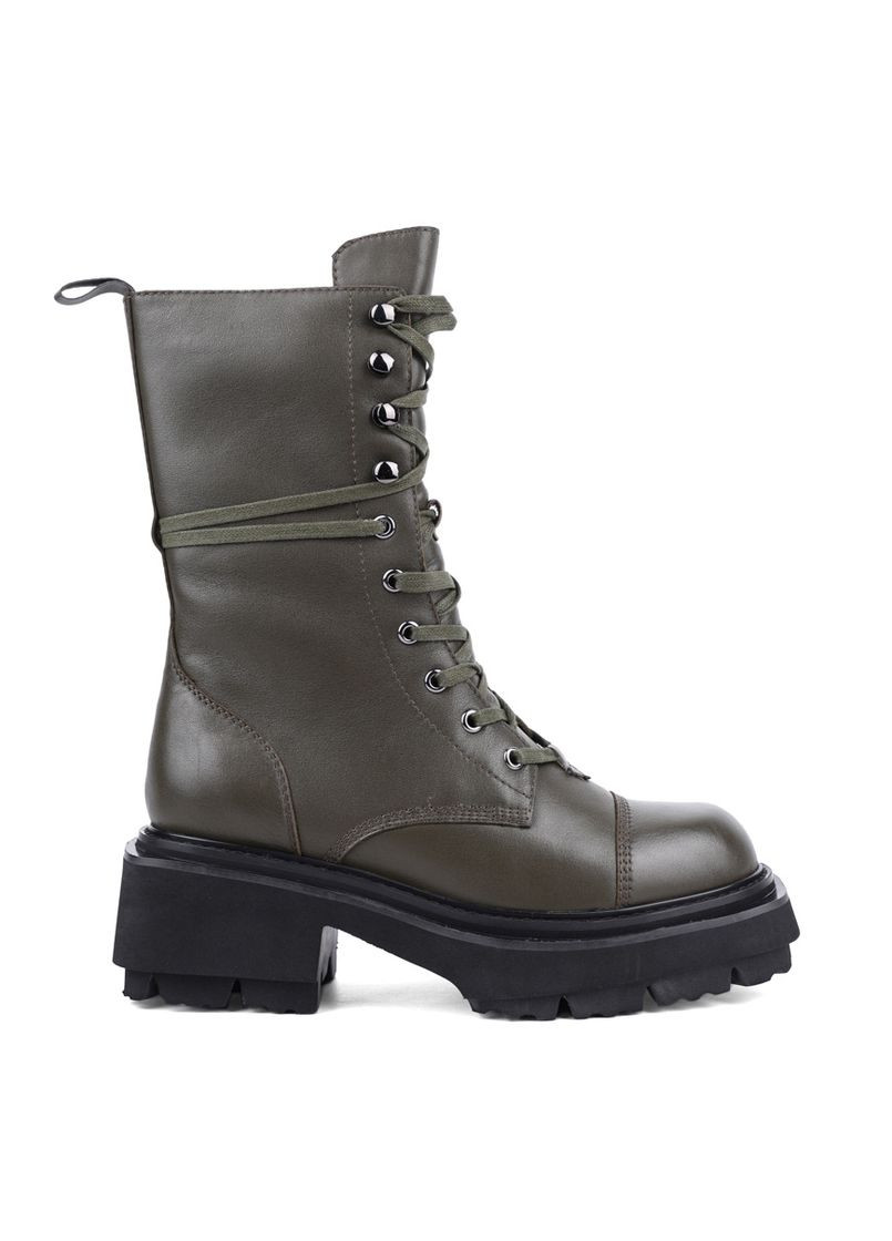 Осенние женские ботинки 6285-502-1 зеленый кожа MIRATON