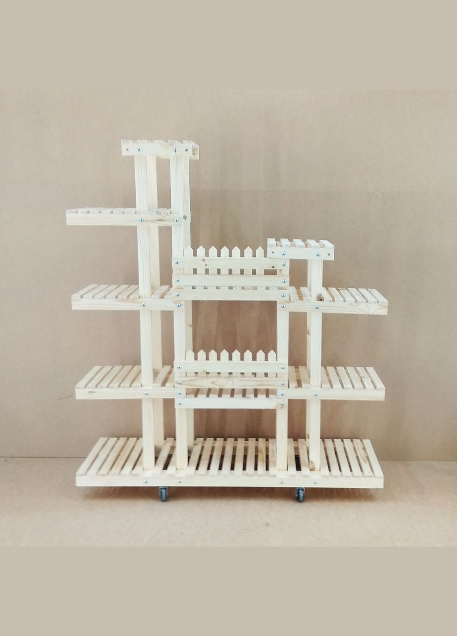 Підставка для квітів з дерева Бордо на коліщатках бланже (ЦВТ-102401) No Brand (328226018)
