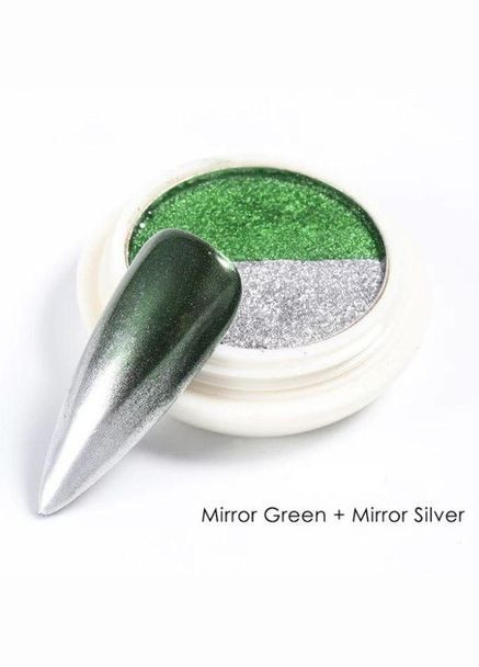 Зеркальная втирка двухцветная, серебро с зеленым No Brand (296664732)