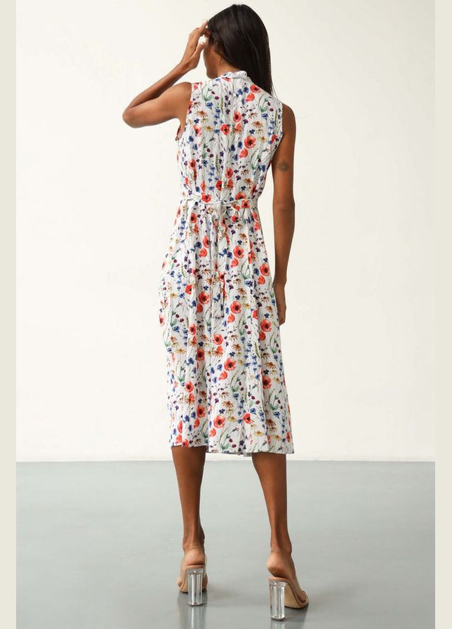 Комбінована повсякденний сукня на ґудзиках з віскози а-силует German Volf з квітковим принтом