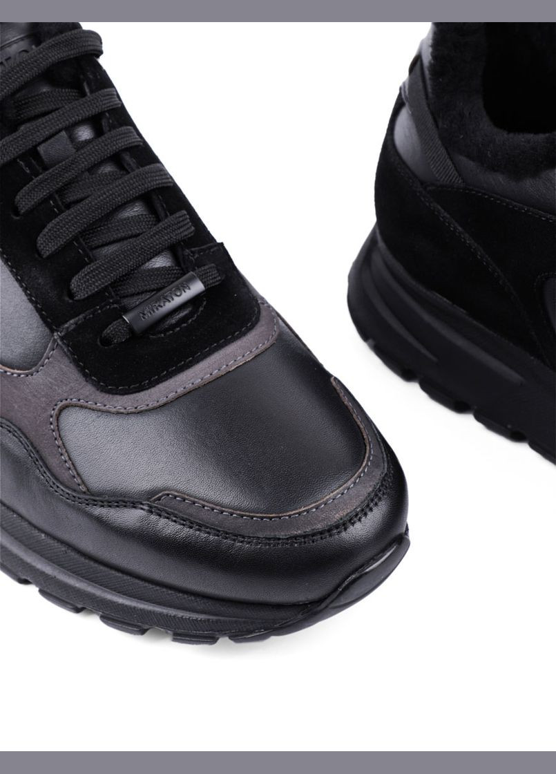 Черные зимние мужские кроссовки 0587a-101-a8/x12/ms37m черная кожа MIRATON