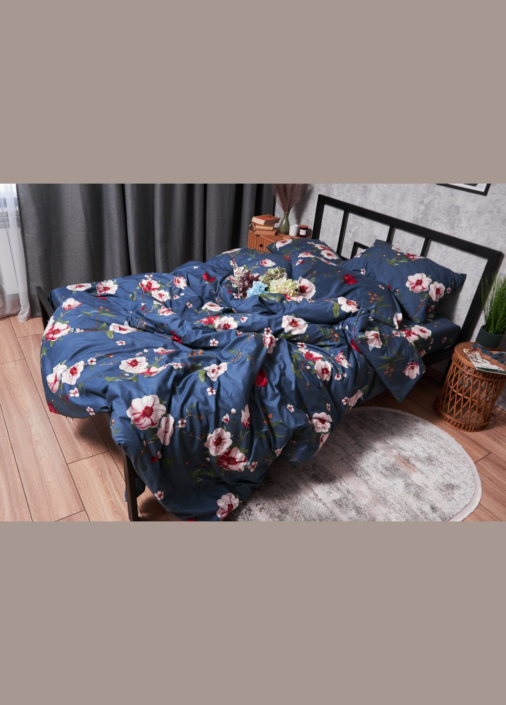 Комплект постільної білизни Полісатин Premium сімейний 143х210х2 наволочки 4х50х70 (MS-820003738) Moon&Star Bush Peony (288043366)