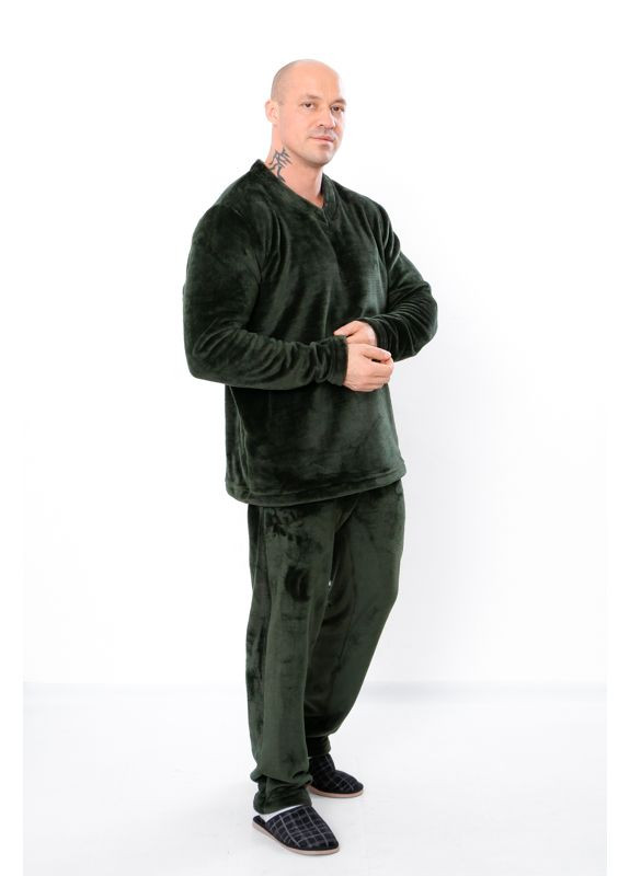 Махрова піжама чоловіча (кофта та штани) однотонна (p-8627) Носи своє (316647686)