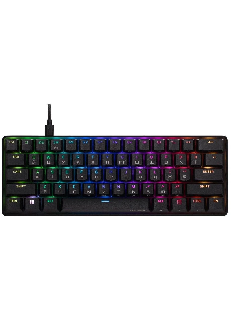 Клавіатура Alloy Origins 60 Red RGB UA Black (4P5N4AA) механічна, компактна HyperX (371633512)
