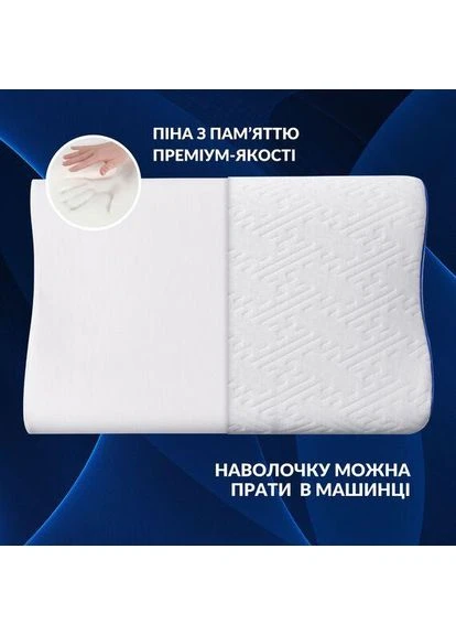 Подушка ортопедическая NeckWave 60х40х11/9 см анатомическая с эффектом памяти для сна на боку, спине и животе, с наволочкой IDEIA (396463884)