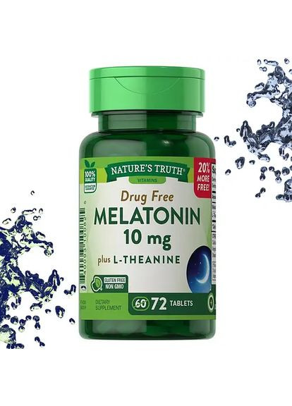 Мелатонин с теанином Melatonin 10 мг plus L-Theanine 72 таб. Nature's Truth (355803742)