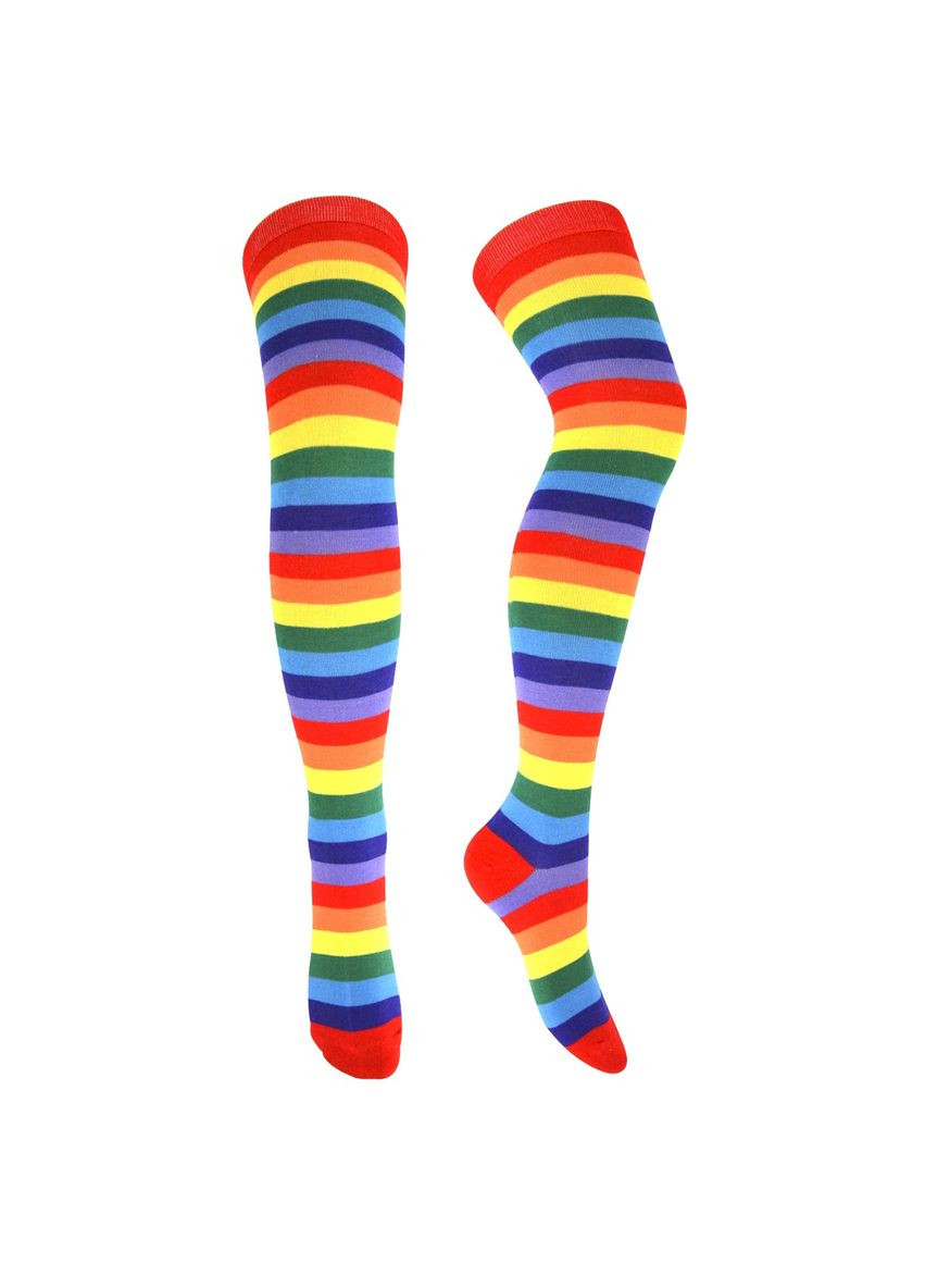 Чулки полосатые радужные хлопковые красные 11370 one size No Brand (335413993)