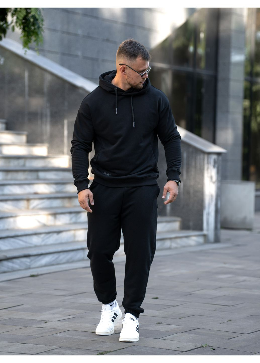Спортивный костюм мужской демисезонный с худи и спортивными штанами ROVER Черный Teamv (361384842)