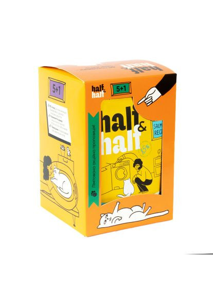 Набор влажных кормов "5+1" для взрослых кошек, кусочки с лососем в желе, паучи, 6 шт*100 г Half&Half (335419087)