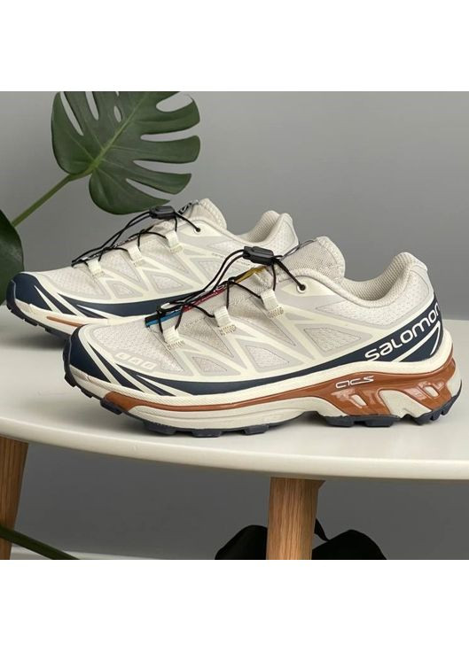 Білі Осінні кросівки чоловічі і жіночі Salomon XT-6 Soft Ground white | Саломон ХТ-6 Софт Граунд