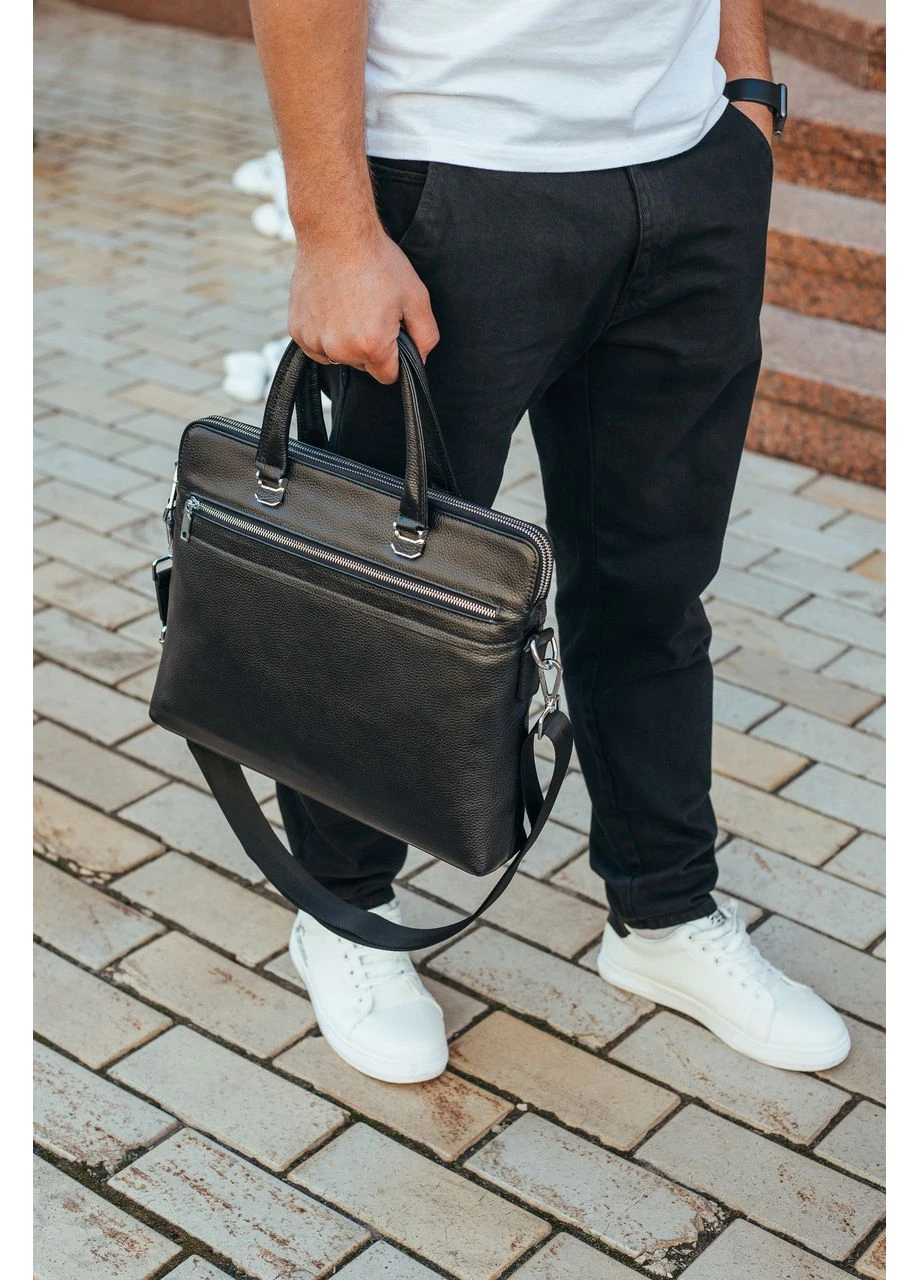 Кожаная мужская сумка для документов и ноутбука черная NV23712 Tiding Bag (341309414)